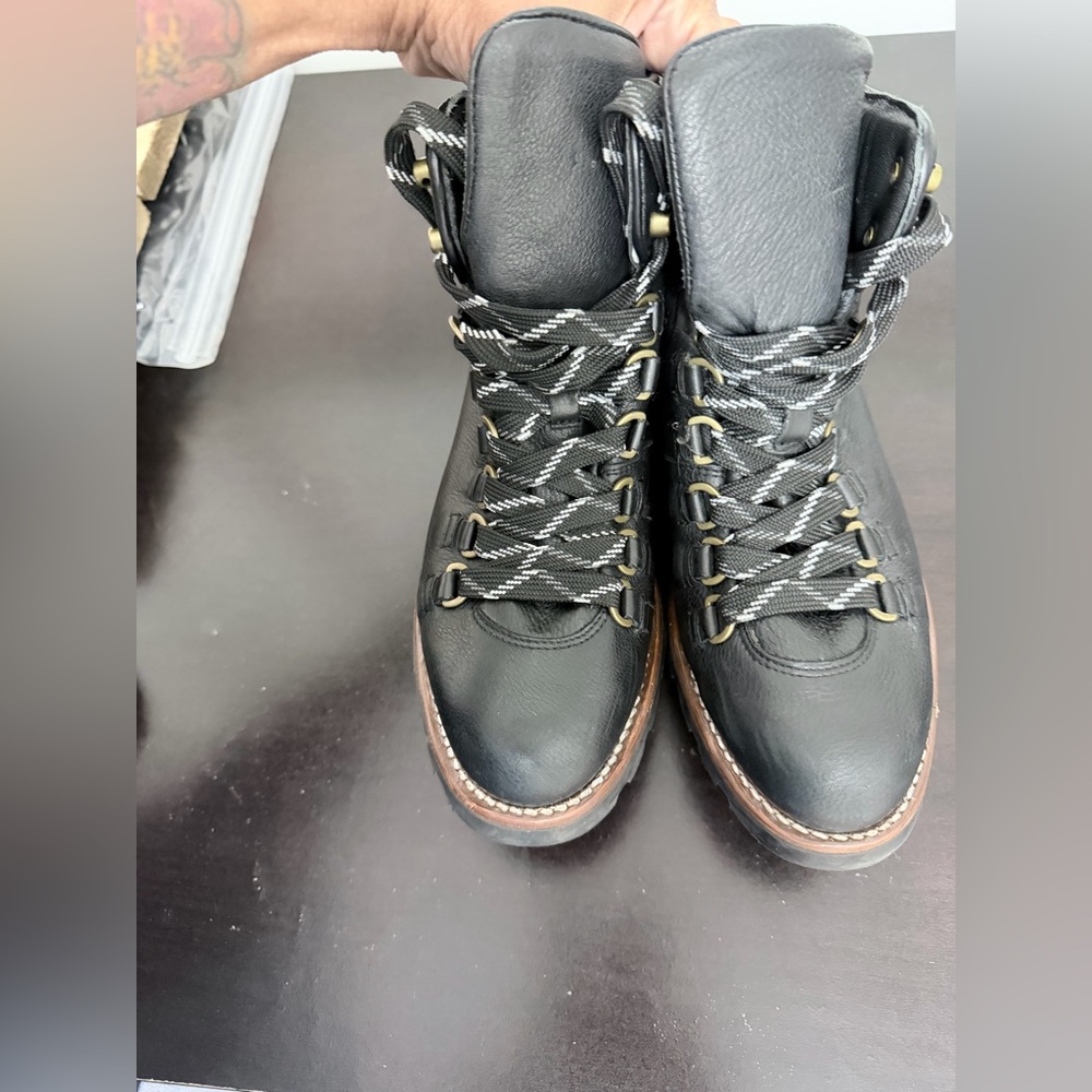 Frye Black Hiker Lace Up Leather Boots 7 - Picture 3 of 5